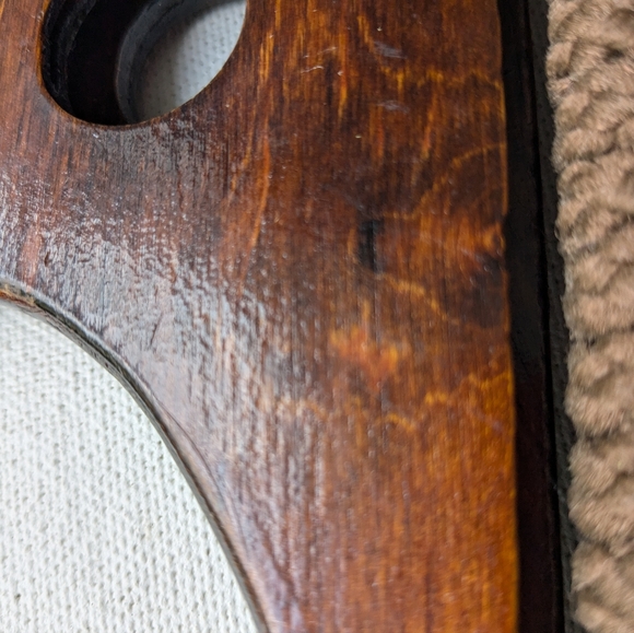 Vintage Clutch Wooden Handles Macrame Handheld Handbag Purse  Brown I-2 - Picture 9 of 11